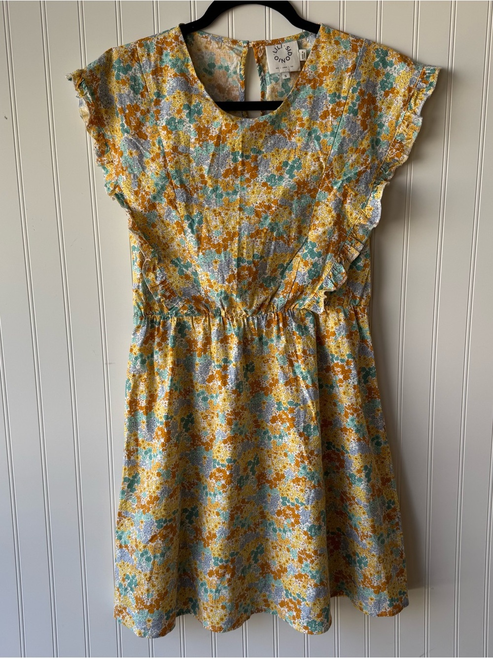 Lili Sidon 100% Cotton Floral Ruffle Sleeve Mini Dress Cottagecore Size Small